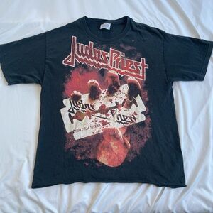 Vintage Judas Priest Black T-Shirt with Red and White Graphic